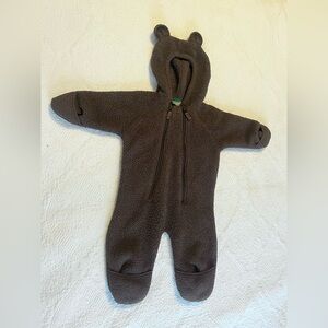 LL Bean Hi-Pile Bunting Infant 6-12 Months Brown Bear Ears Fleece L.L. Bean baby